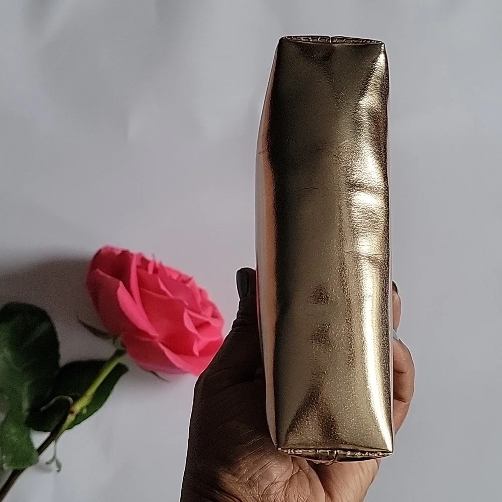 Victoria's Secret! Metallic Gold Cosmetic Case New Makeup Bag